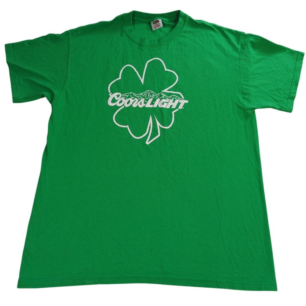 VTG Coors Light Beer T Shirt Green Shamrock St Patricks Day Mens Fruit Loom XL
